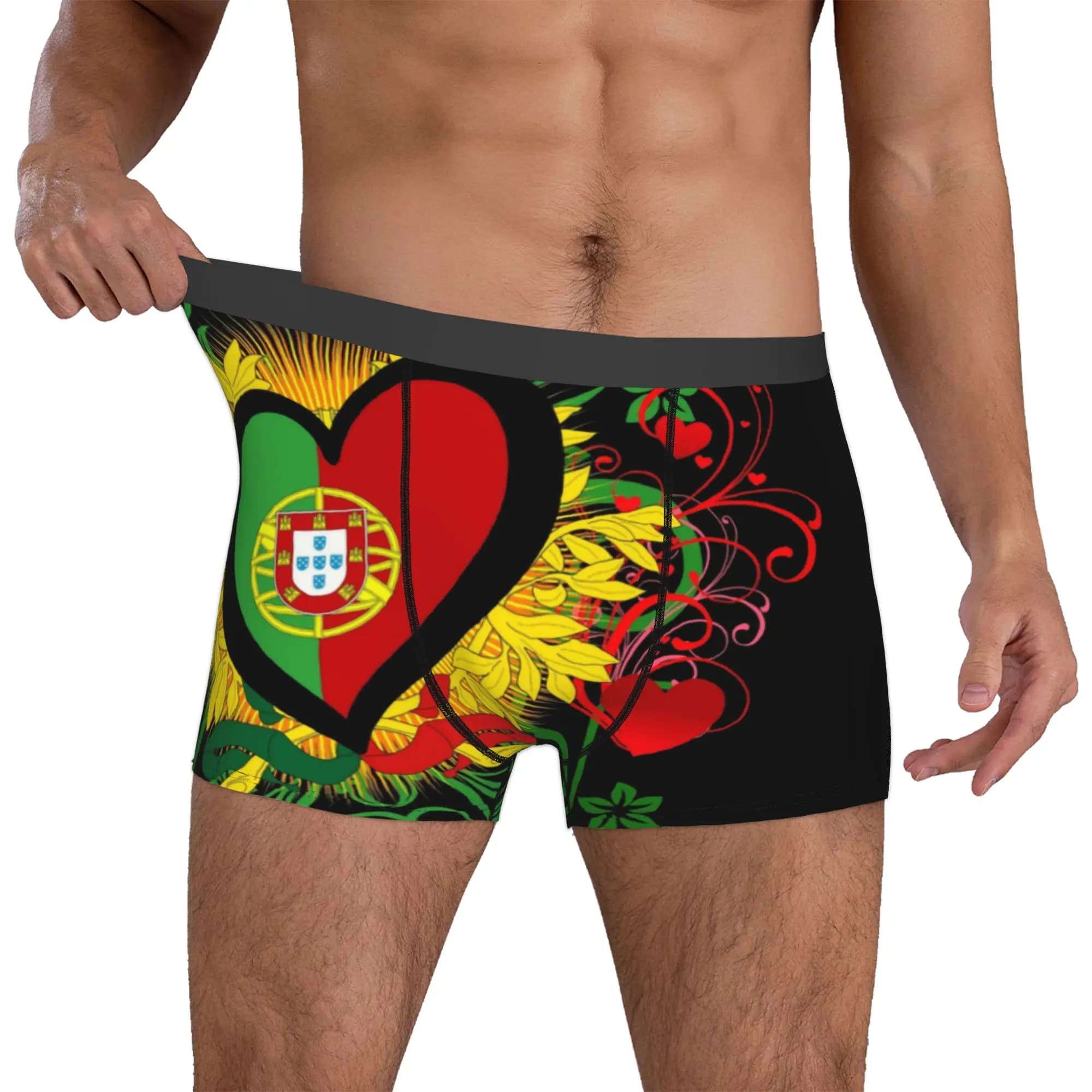 Portugal Flag Underwear Men Printed Portuguese Boxer Briefs Shorts Panties Breathable Underpants