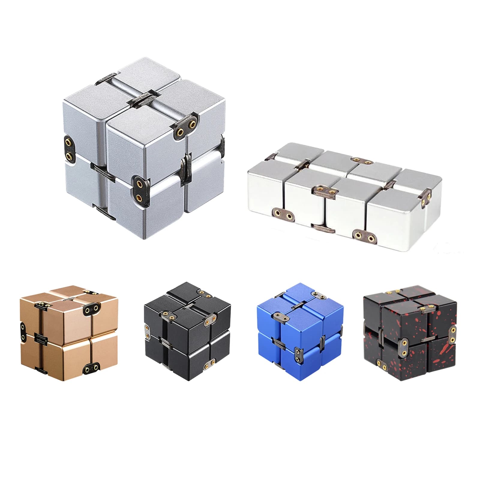 Giocattoli Fidget in metallo Infinity Cube, alluminio ‌ Antistress Ansia Agitarsi EDC Giocattolo antistress per bambini adulti Autismo ADHD