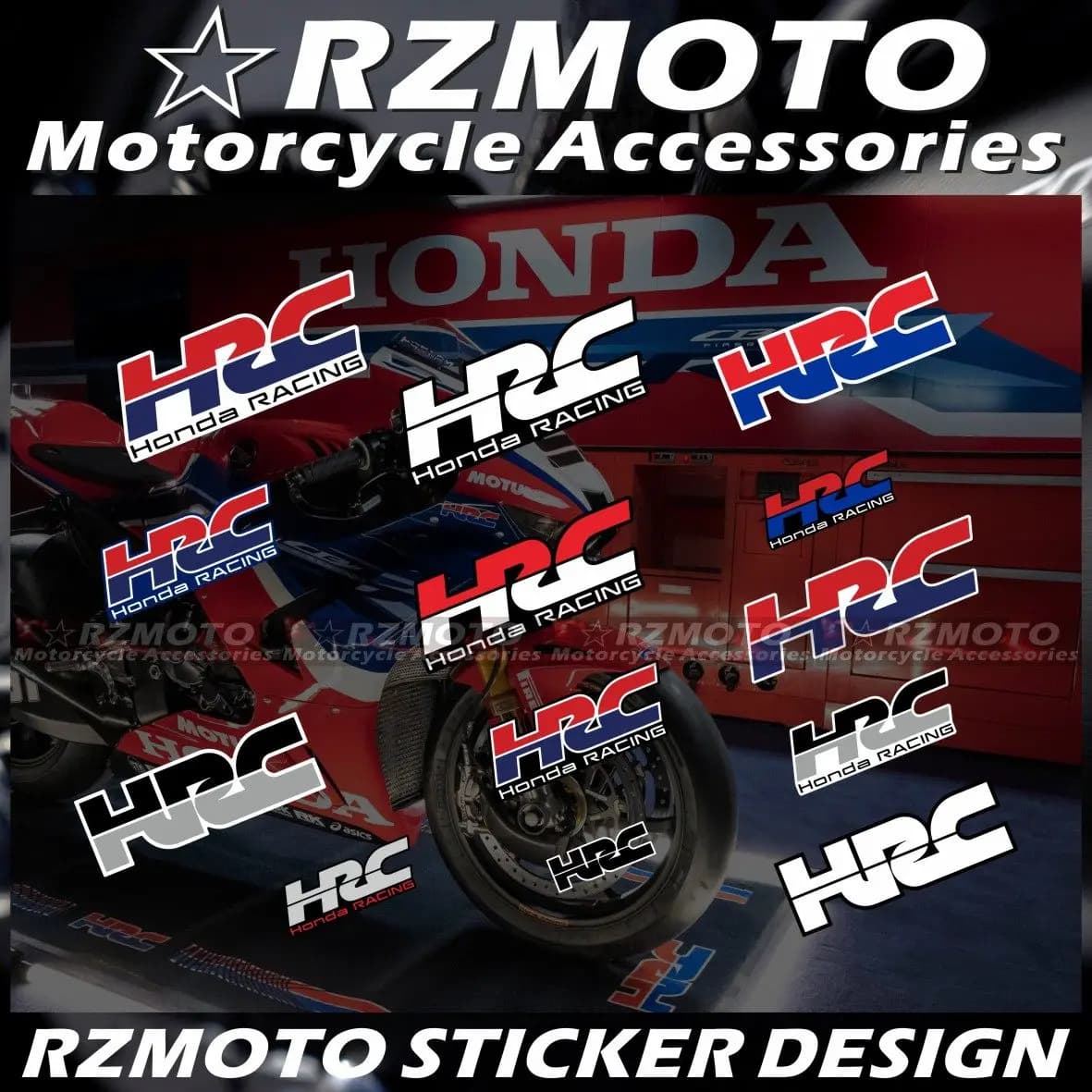 Adesivi Decorativi per Moto Honda HRC, Decalcomanie Riflettenti Impermeabili per Casco da Corsa, Accessori CBR RCV, Adesivi Sponsor
