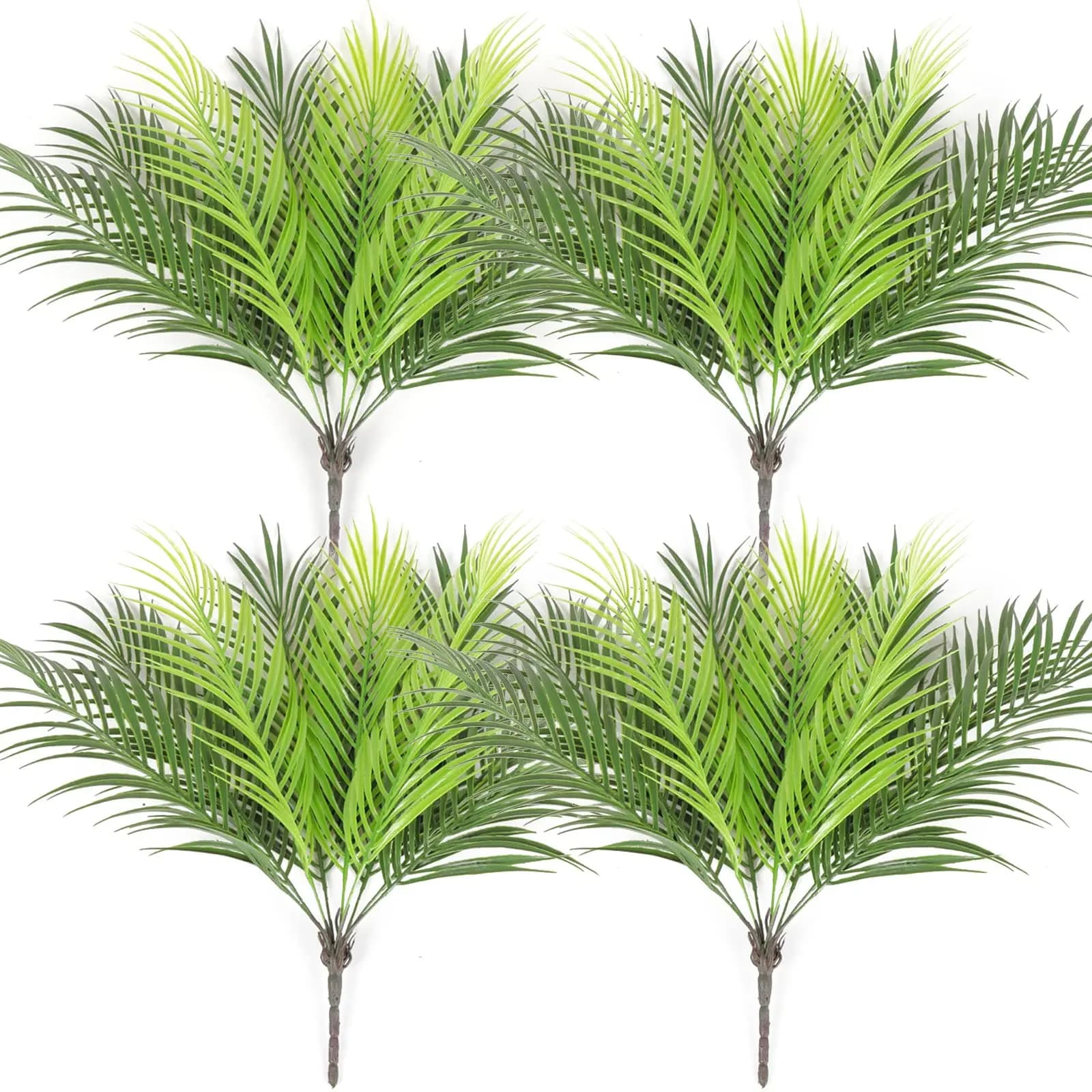 2 pieces of artificial tropical palm trees shrubs plastic leaves fern grass grass plant bushes for outdoor garden decoration