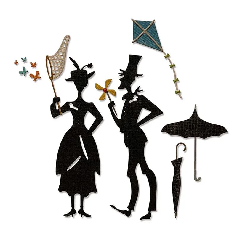 2023 New Lady Gentlemen Metal Cutting Dies Umbrellas and Kite Park Die Cut Scrapbooking For DIY Craft Card Making no Stamps Sets