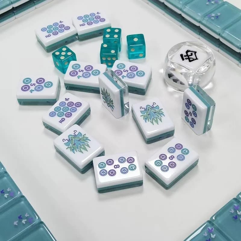 Hot Selling Luxury 4-Layer American Mahjong 160PCS, Lightweight Blue Tiles With Embossed Butterfly Pattern
