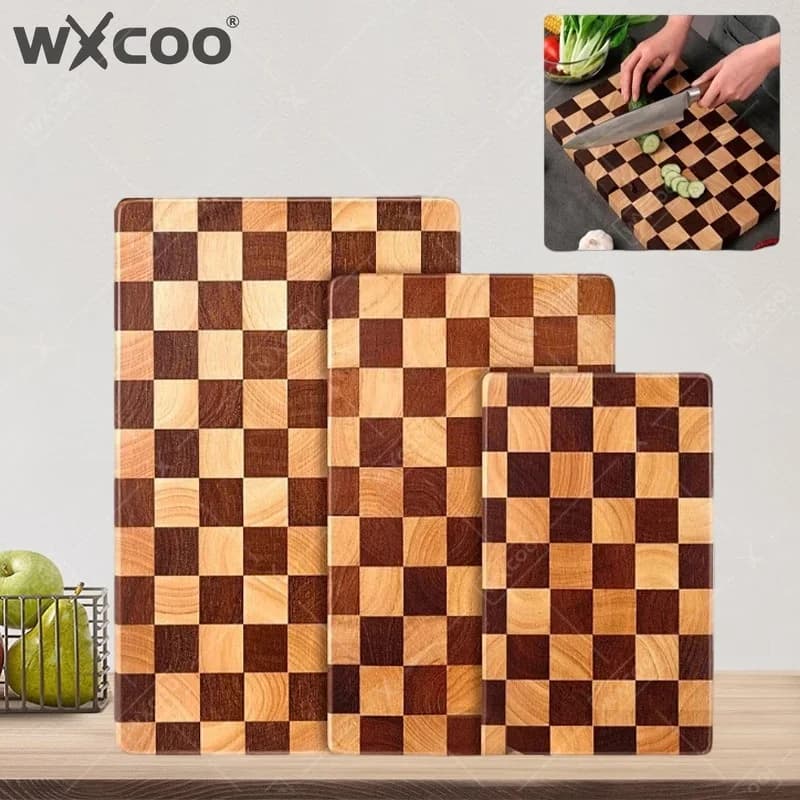 WXCOO Acacia Wooden Cutting Board Non-slip Splicing Thicken Checkerboard for Fruit Vegetable Chopping Board