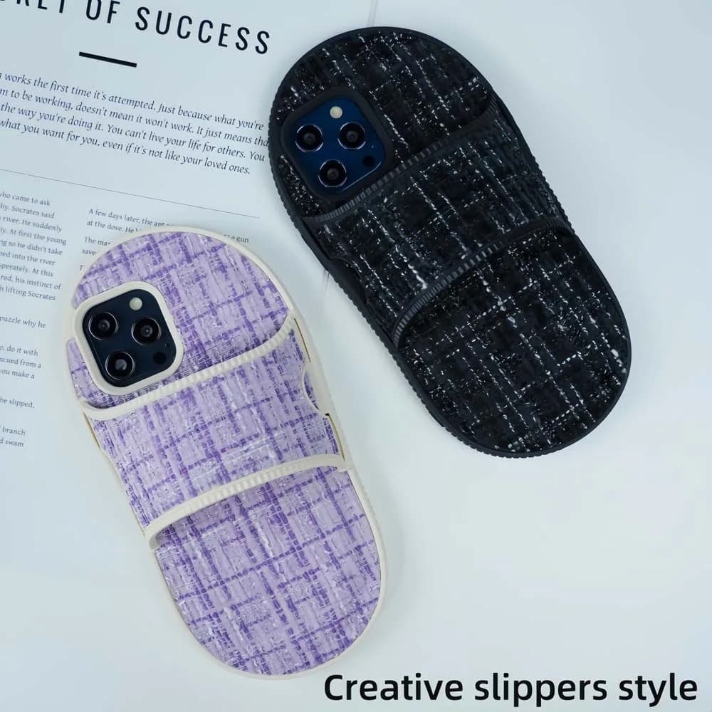 Funny Cases for iPhone 15 14 13 12 11 Pro Max Case Creative Cotton Slippers Soft Silicon Shockproof Protection Back Cover Fundas