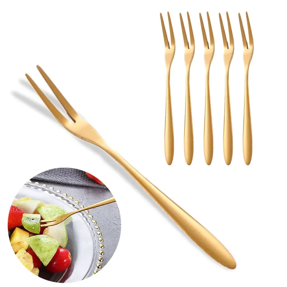Set di 6 Forchette per Frutta in Acciaio Inox, Stuzzicadenti Multifunzionali, Coltelli per Mooncake, Accessori da Cucina