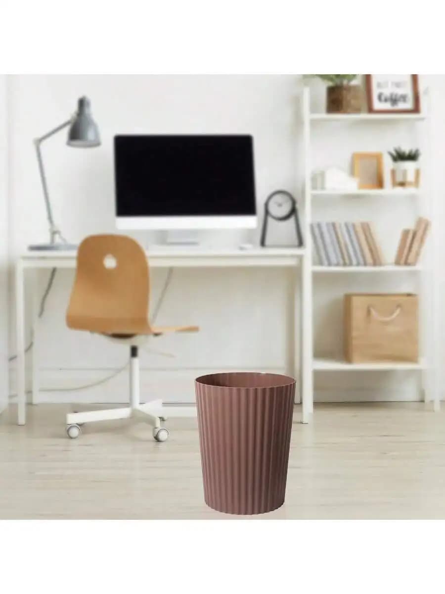 Small Plastic Trash Can Round Wastebasket Bin For Bathroom Kitchen Bedroom Home Office Brown