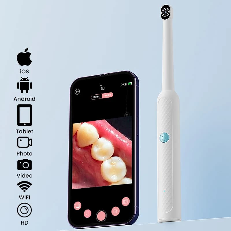 Wireless HD1080P Portable Oral Camera for iPhone/Android, WiFi Endoscope with 8 LEDs for Dentale Inspection