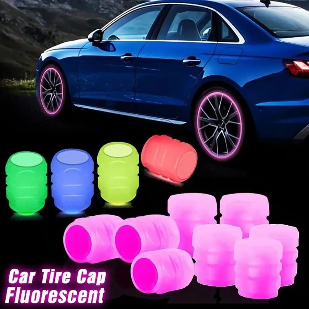 4 pezzi tappi valvola luminosi fluorescente verde blu notte incandescente auto moto bicicletta ruota Styling mozzo pneumatico universale Cap Decor