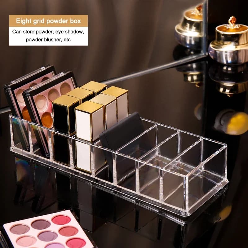 Scatola portaoggetti per cosmetici Scatola portaoggetti per polvere Porta rossetto Espositore per smalti per unghie Scaffale per polvere cosmetica 8 celle