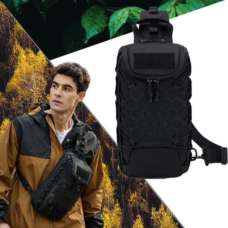 Tactical Sling Bag for Men Molle Chest Backpack Camouflage Crossbody Shoulder Pack Multi Pocket Hiking Travel Cycling Daypack