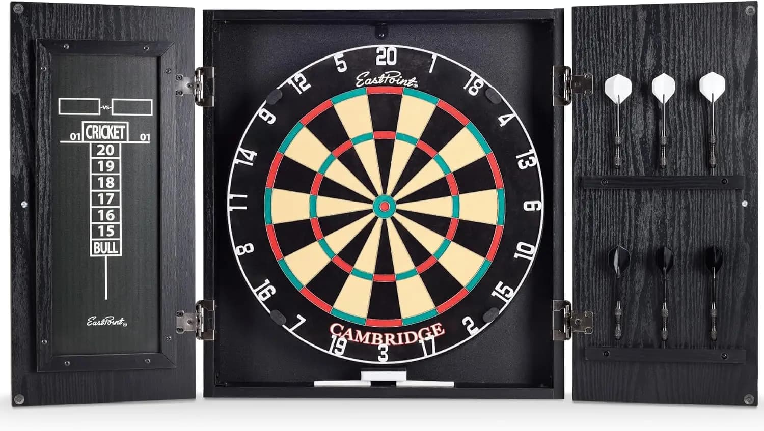 Set di Freccette con Tavolo di Misura Ufficiale - 6 Freccette con Punta in Acciaio e Tabellone Segnapunti per Giochi da Bar