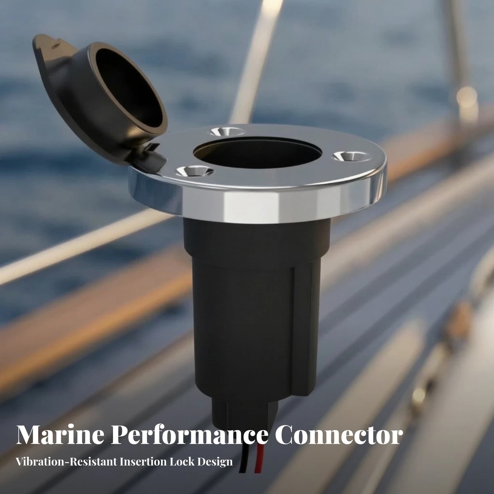 Marine Light Socket Base Stainless Steel Light Base with Safety Cap Hardware Dust-Proof Color-Coded for Boat Owners, Boats
