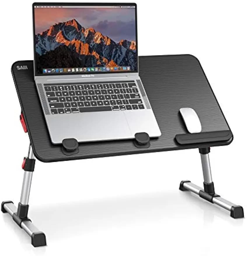 Supporto per laptop regolabile con gambe pieghevoli, scrivania portatile per divano letto da pavimento in nero di medie dimensioni