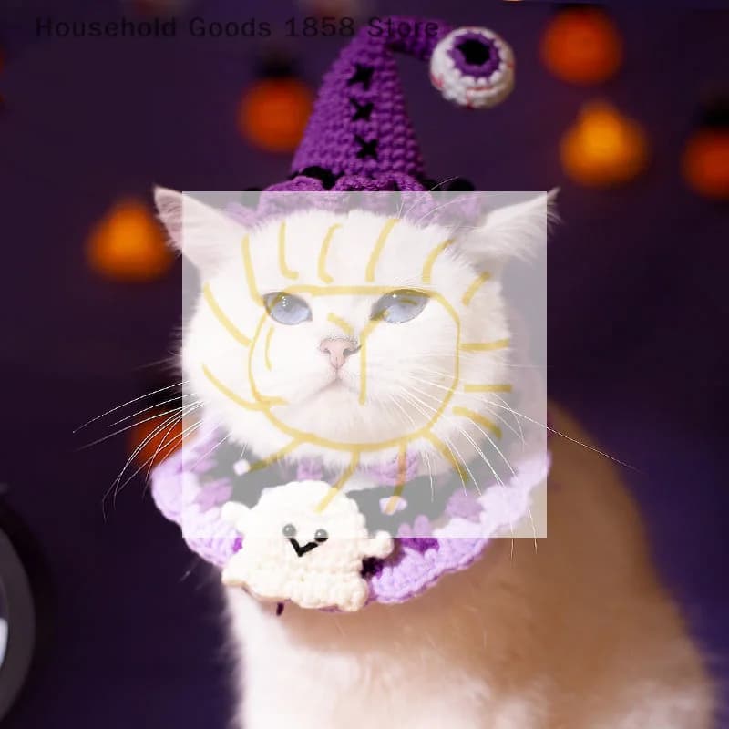 Simpatico Halloween Pet Cat Dog Sciarpa tessuta Cappello Abbigliamento Collare Kawaii Cartoon Gatti Vestire Abbigliamento Costume Accessori per animali domestici