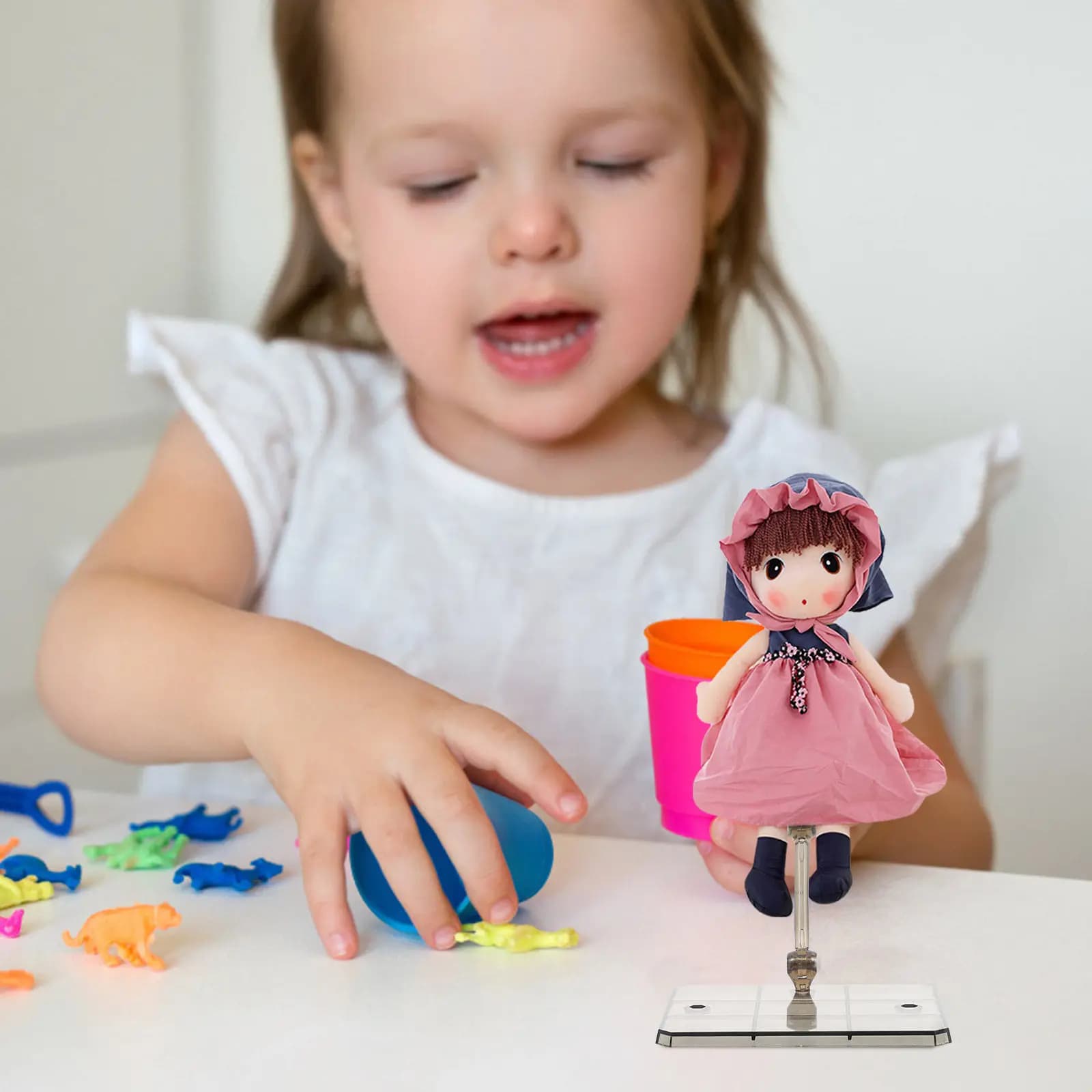 Set di 3 Supporti Regolabili in Plastica per Action Figure, Base Espositiva da Scrivania, Accessorio per Esposizione di Statuette