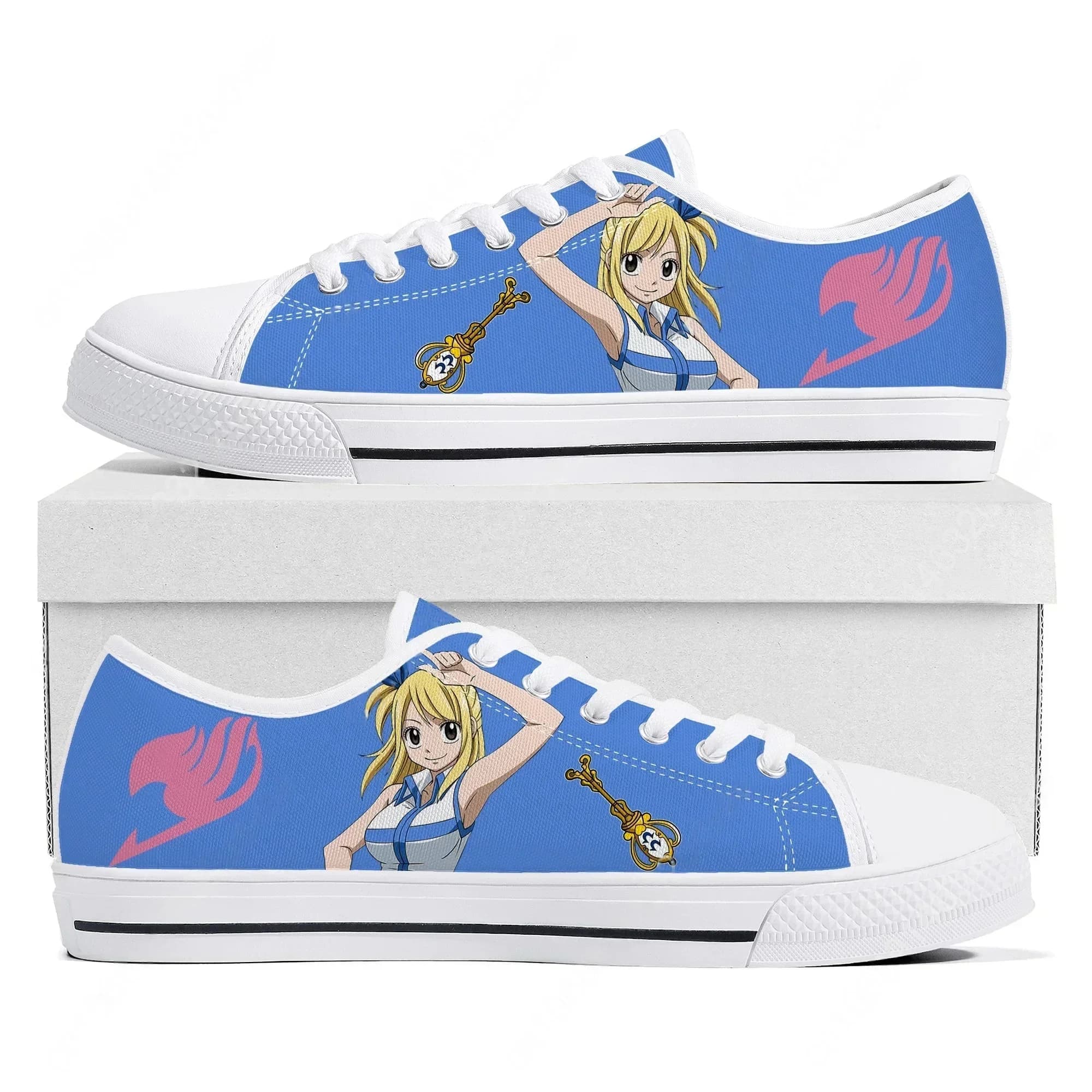 Lucy Heartfilia Fairy Tail Low Top Sneakers High Quality Mens Womens Teenager Canvas Sneaker Couple Shoes Custom White Shoe