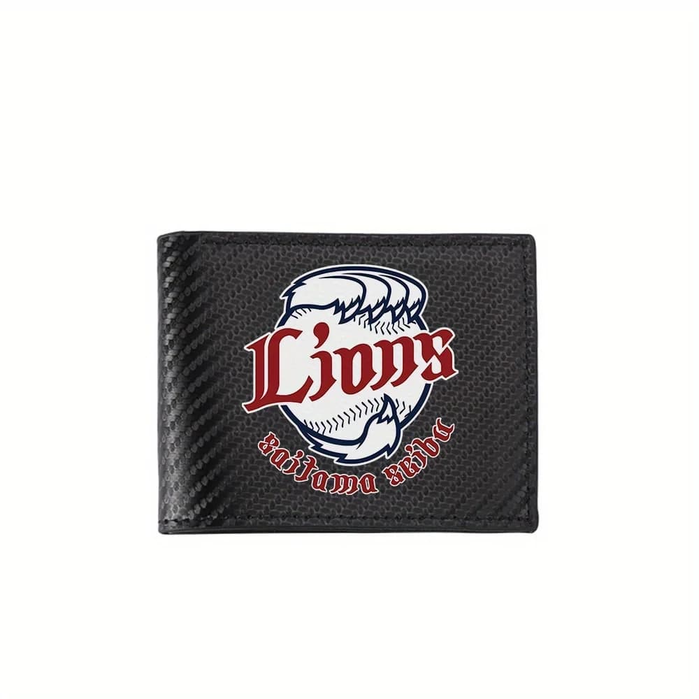 Portafogli da uomo di design giapponese con logo dei leoni da baseball, semplici, da lavoro, moderni ed eleganti, con stampa, regali per padre, fidanzato, Chri