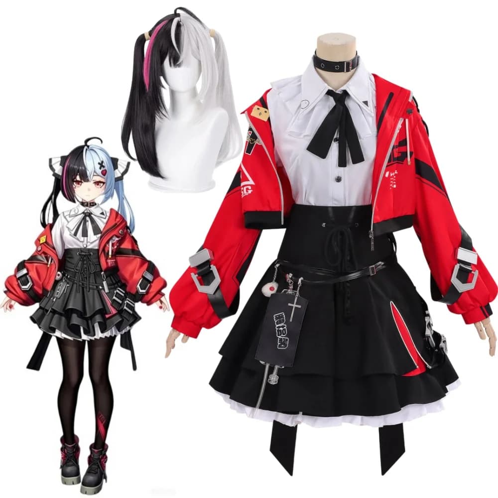 Costume Cosplay NTE Lacrimosa, Set Completo con Cappotto, Camicia, Gonna e Calze