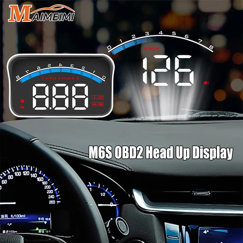 M6S OBD2 HUD Digital Car Head Up Display parabrezza proiettore tachimetro temperatura dell'acqua tensione accessori Auto Computer di bordo