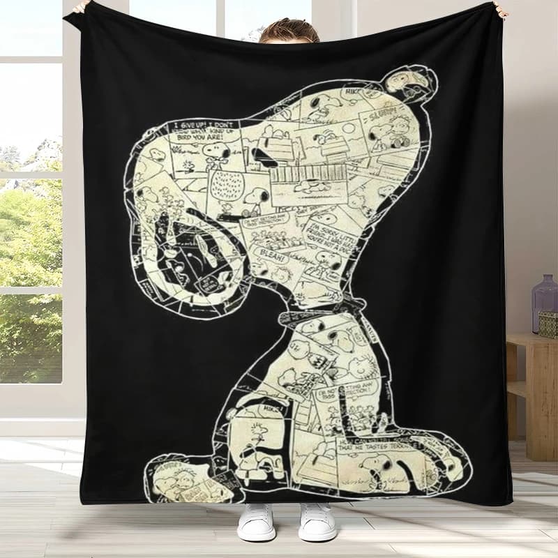 Simpatica Coperta in Flanella con Snoopy, Morbidissima e Calda Coperta in Peluche per Casa, Camera da Letto, Divano, Campeggio, Picnic, Regalo