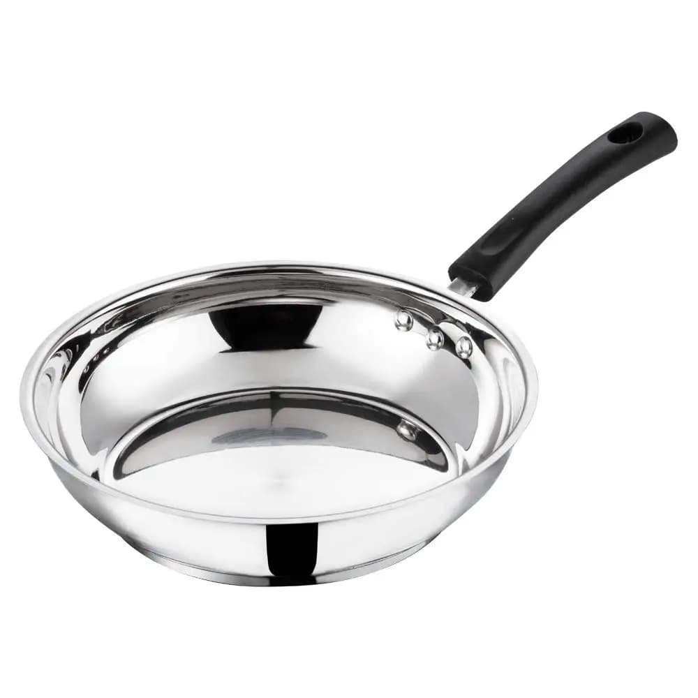 Padella in Acciaio Inossidabile per Friggere/Impastare/Sautare/Uova, 20 cm, Fondo SAS, Compatibile con Piani a Induzione e Gas, Manico Robusto, Pesante
