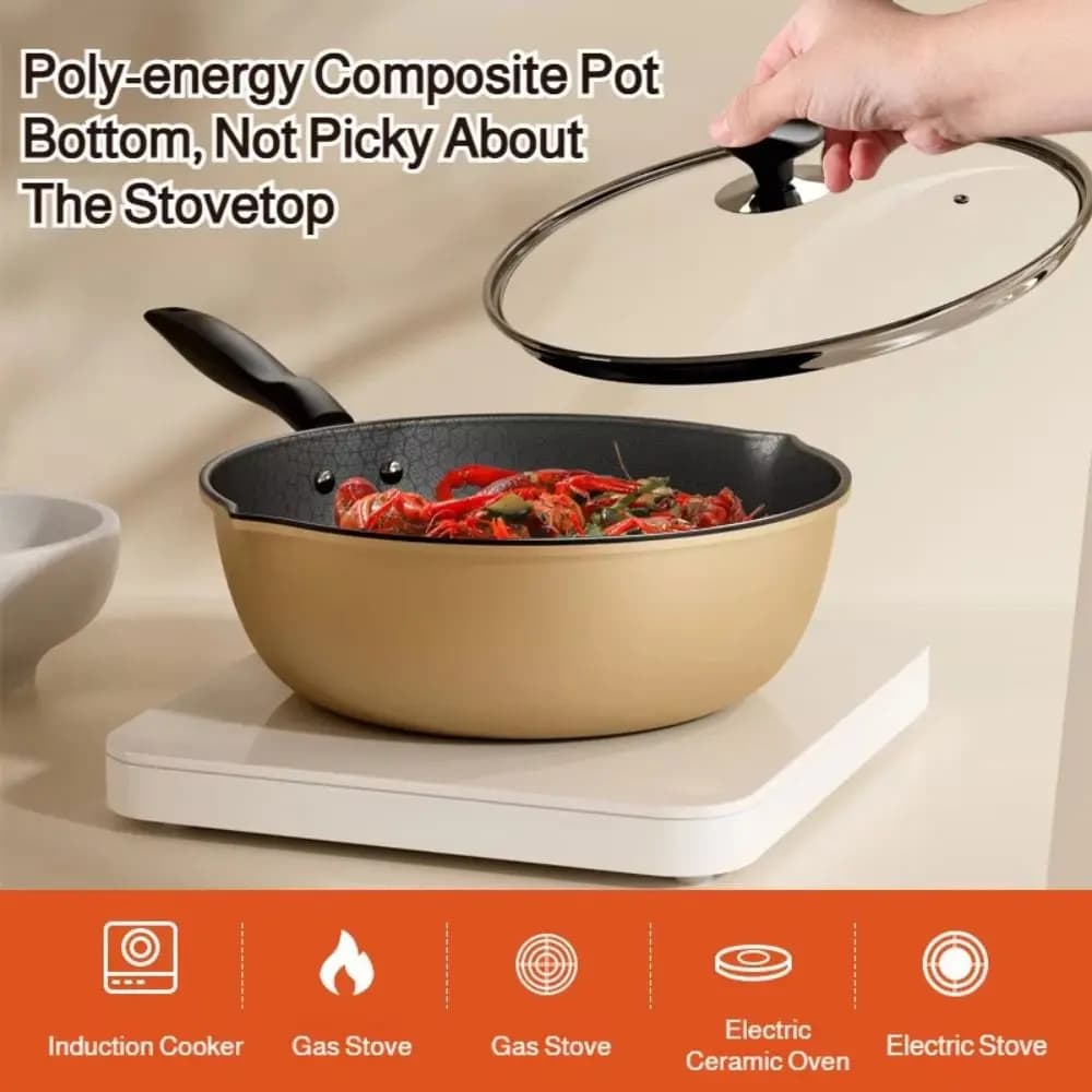 Honeycomb Pattern Non-Stick Frying Pan Scratch-Resistant Coating Non-Stick Surface Nonstick Wok Multi-Functional Fry Pan
