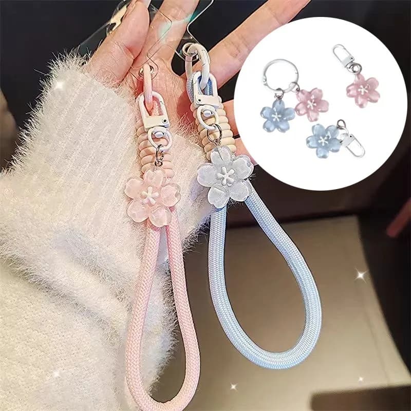 Portachiavi con fiore di ciliegio simulato Portachiavi con ciondolo floreale in resina con fiori di gelatina Zaino alla moda Ornamenti appesi Regali per coppie