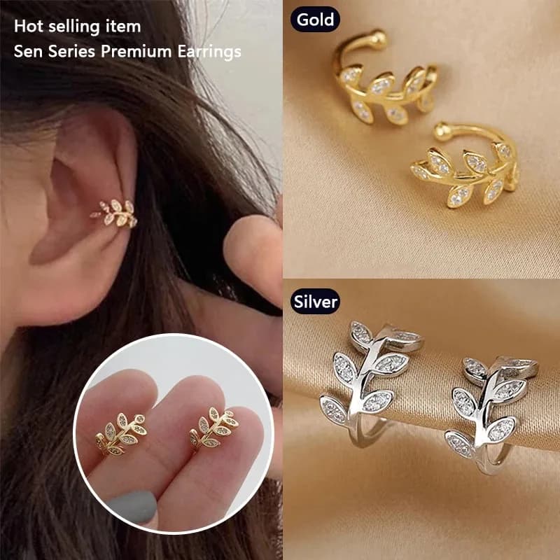 1 pcs hot sale cute metal leaf earcuff clip on earring for women girls, no fake piercing earrings cartilage ear ring without hole