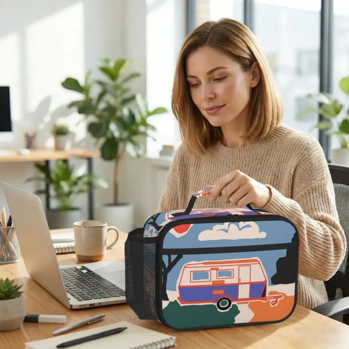 Retro Vintage Eriba Caravan Insulated Lunch Bag for Women Office Cooler Thermal Food Box Tote Portable Lunch Boxes Container