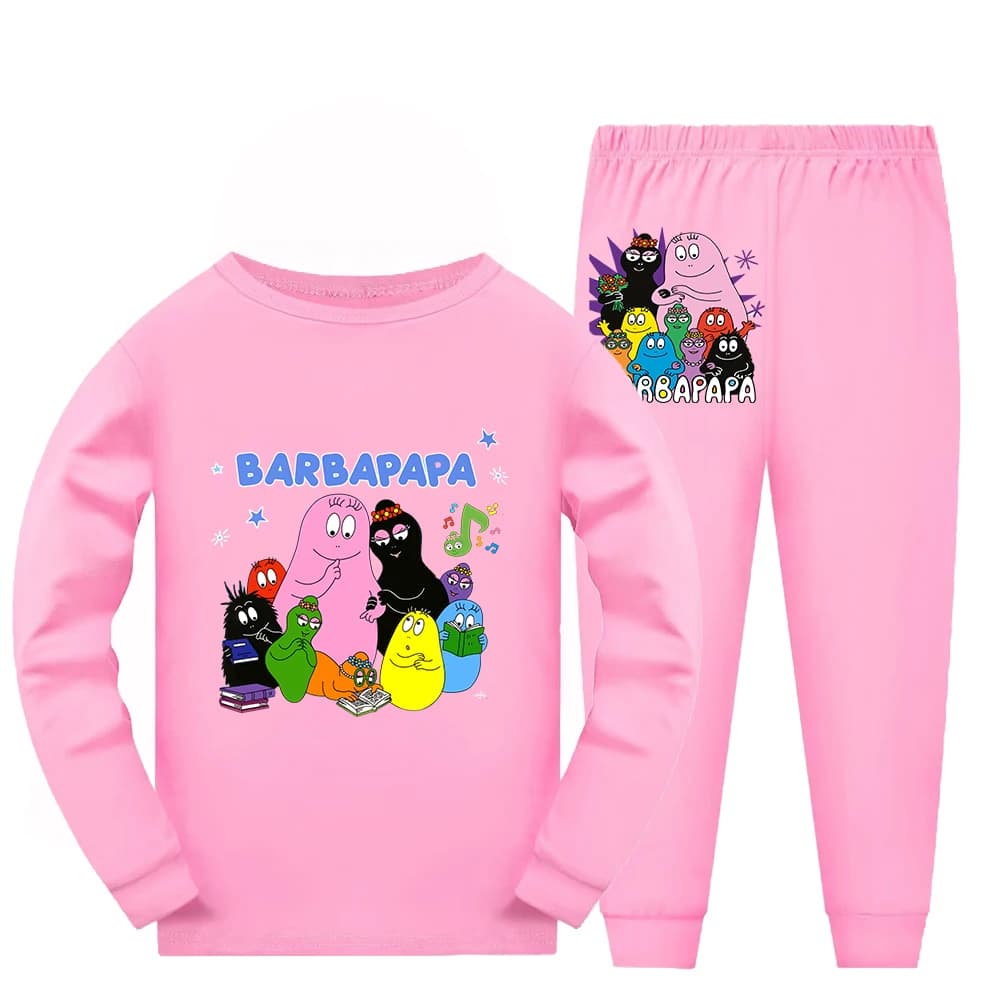 Pigiama per ragazza Completo per bambini T-shirt Barbapapa Pantaloni Set Ragazze Barbamama Vestiti in cotone Bambini Indumenti da notte per cartoni animati come regalo