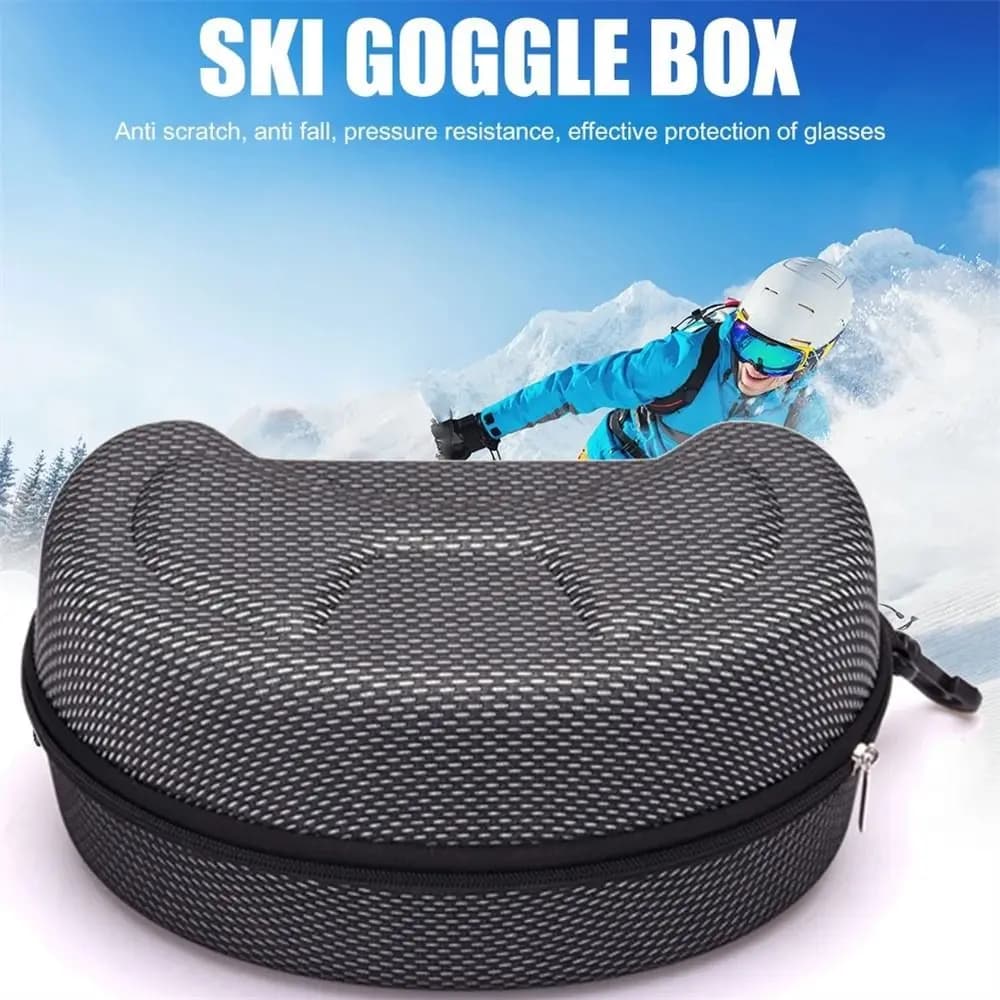 Custodia Nera Impermeabile con Cerniera per Occhiali da Sci, Custodia per Occhiali da Sole, Custodia per Occhiali da Snowboard, Scatola per Occhiali da Sci
