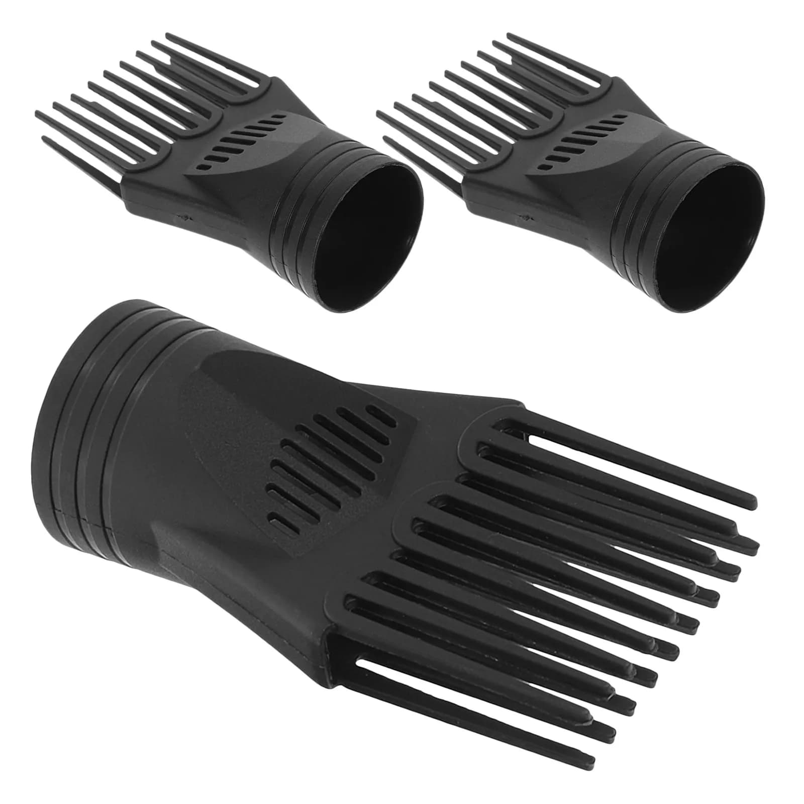 Set di 3 Pezzi: Concentratore per Asciugacapelli, Accessorio in Plastica per Asciugacapelli, Nero, Ricambio per Strumento di Styling da Salone, per Lisciare i Capelli