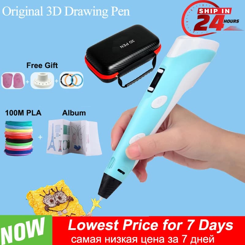 3D children's pen printing pen with 3D design with LCD screen compatible with filament PLA children's toys Christmas birthday gift