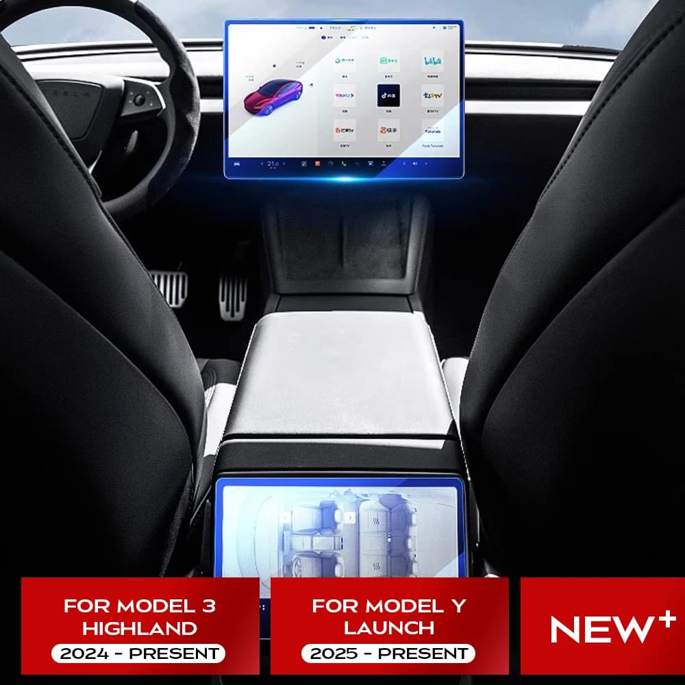 Pellicola protettiva in vetro temperato per il nuovo Tesla Model 3 Y Launch 2025 Highland 2024 Protezione touch screen per il controllo centrale della fila posteriore