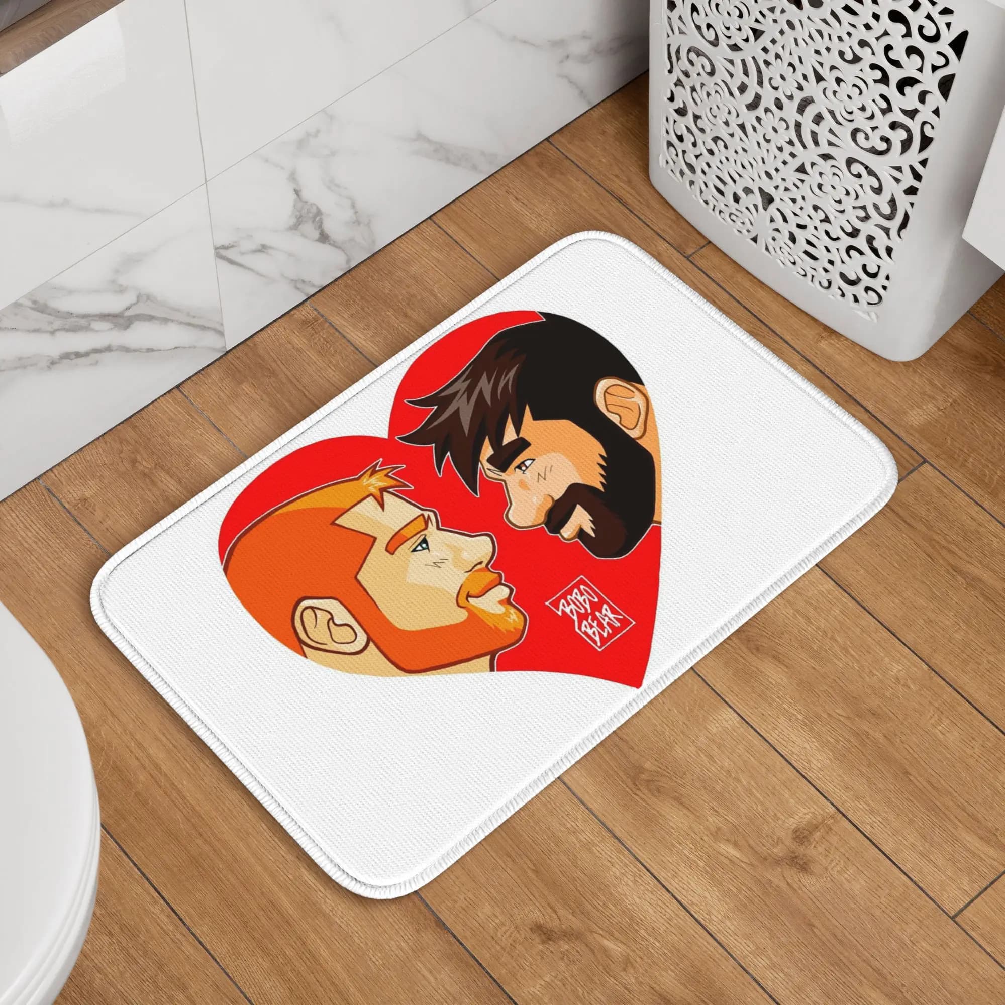 Tappeto/Scarpiera artistica LGBT Gay Pride Adam e Ben Like To Play Bobo Bear, per cucina, ingresso, balcone, tappetino per pavimento