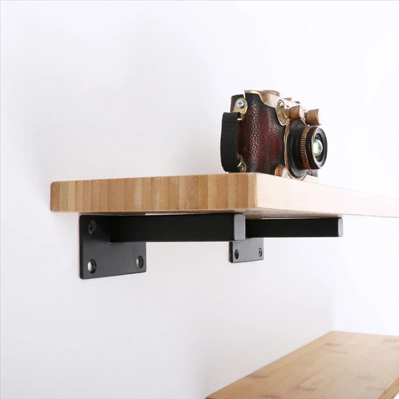 ABJN-Scarpe Reggisella Staffa Galleggiante Supporto in Ferro 2 Pezzi Mensola a Parete Nera Resistente Home Office Cucina Rack di Stoccaggio Bordo Nero