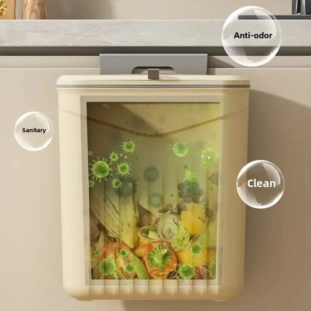Pattumiera per compost durevole da 1 pezzo con coperchio pattumiera per rifiuti montata a parete sotto il lavello pattumiera da cucina sospesa