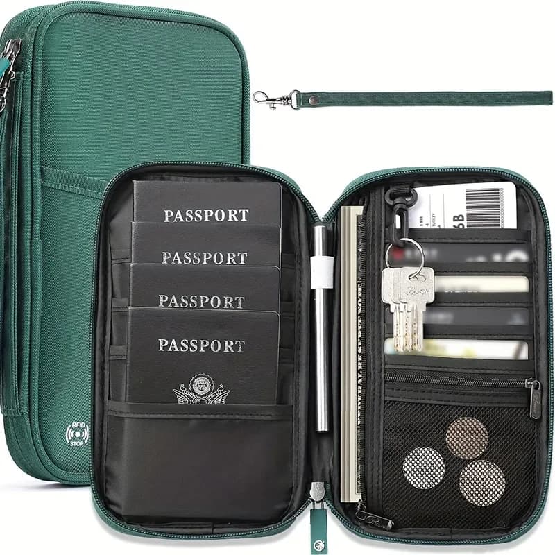 Portafoglio da Viaggio per Passaporti, Organizzatore Documenti Familiare, Accessori da Viaggio, Porta Documenti e Carte, Portafoglio da Viaggio