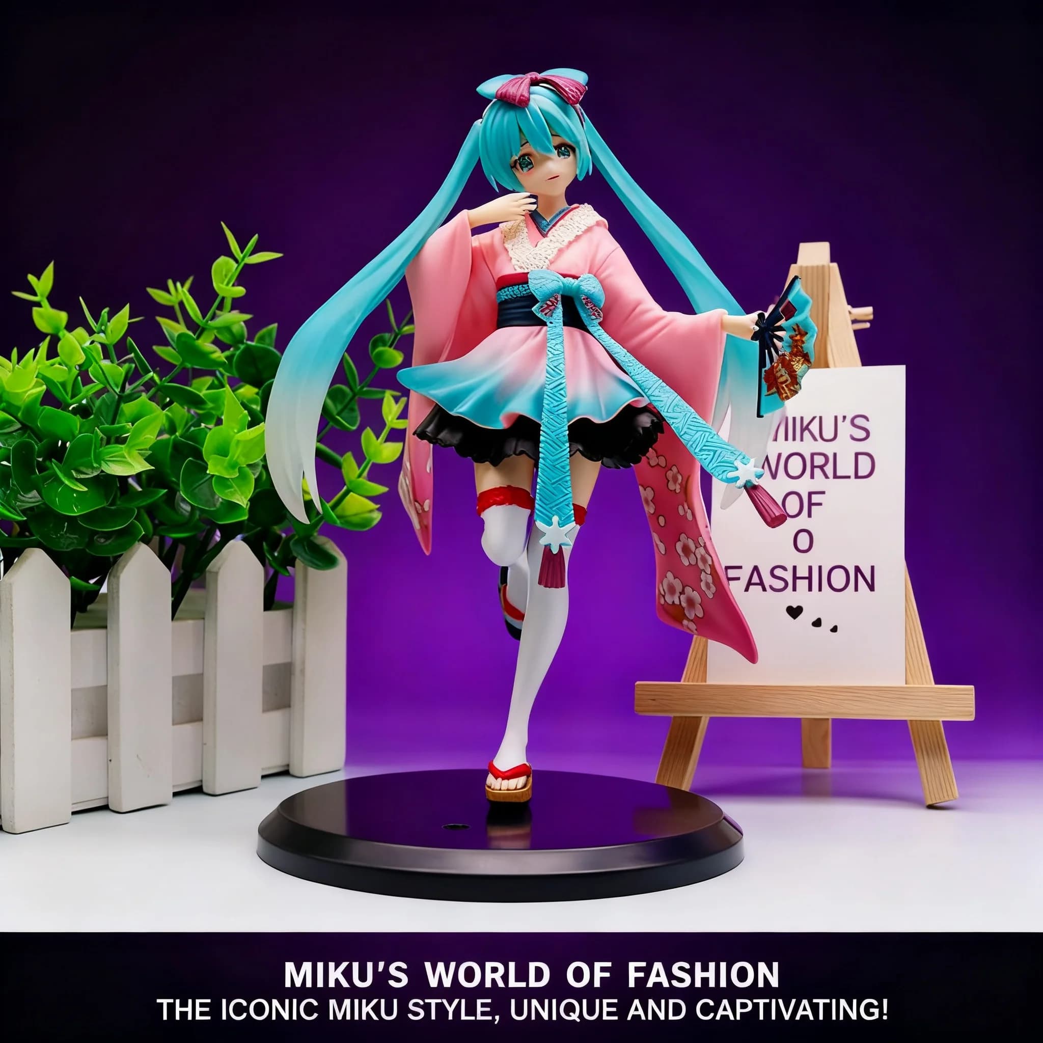 Statuetta Anime di Miku Hatsune, Modello Principessa in Kimono con Capelli Lunghi, Espositore Decorativo, Bambola da Collezione, Regalo per Fan e Cosplay