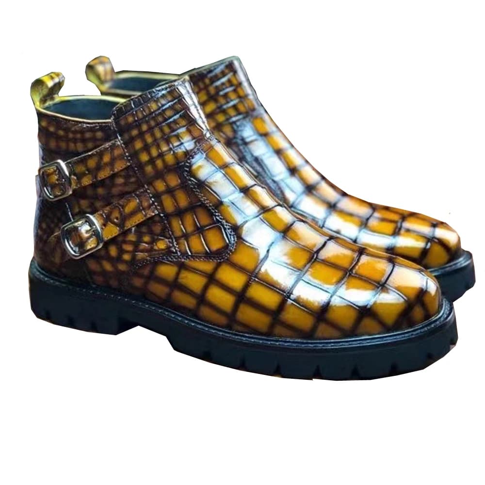 yingshang nuovi uomini di arrivo stivali di coccodrillo scarpe maschili scarpe di colore marrone pennello