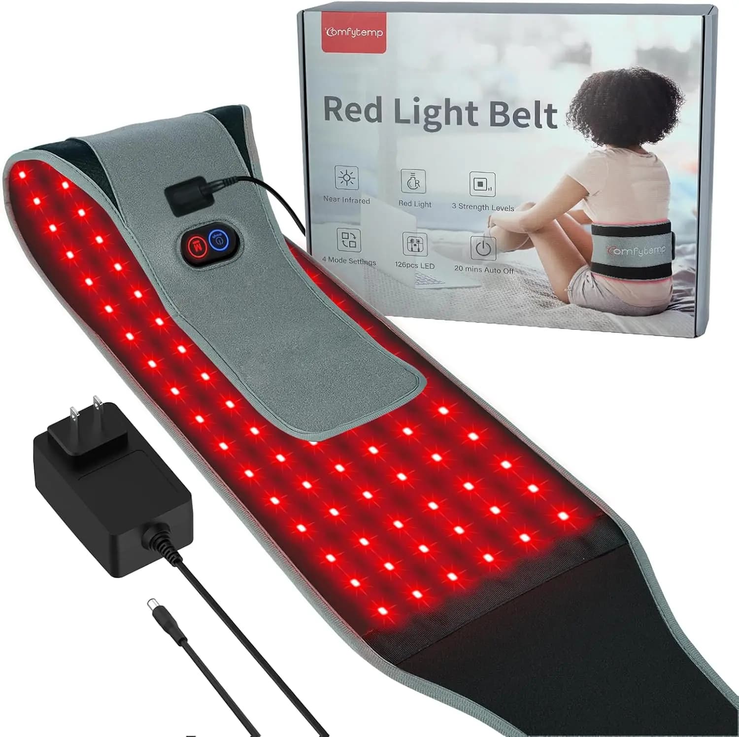 Red Light Therapy Belt with 126 LEDs, Compatible with FSA and HSA, Lunghezze d'Onda Duali 660nm and 850nm, Timer for Muscular Lift and Articular of Back and Life