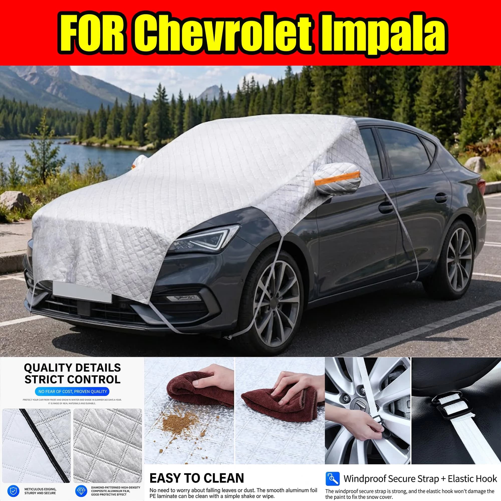 FOR Chevrolet Impala Windshield Sunshade, UV Protection & Heat Block Cover For Car Front Window