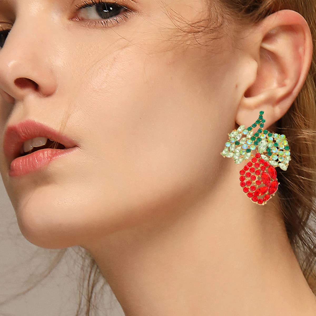 Unique Handmade Style Crystal Fruit Drop Earrings For Women Artistic Daily Wear Party Gift Casual Jewelry