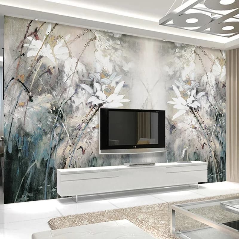 Dimensioni personalizzate carta da parati 3D pittura a olio fiori di loto foto murale TV sfondo carte da parati decorazioni per la casa per soggiorno camera da letto