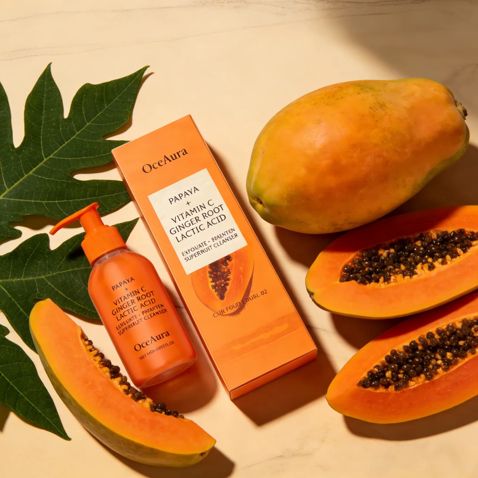Detergent Viso OceAura alla Papaya for Cleaning, Lighting, Cutanea Barrier Repair, Pore Reduction, with Vitamin C, 100ml