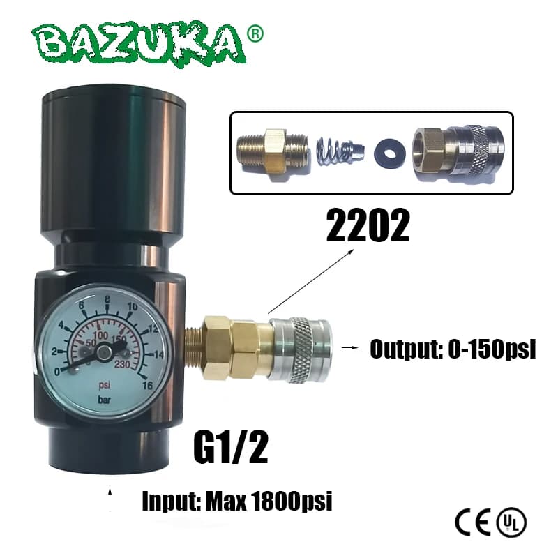 Regolatore 0-150psi regolatore Micro CO2 portatile Ouput per utensili pneumatici chiodatrici cucitrici pistole per calafataggio G1/2-14 e 0.825-14NGO