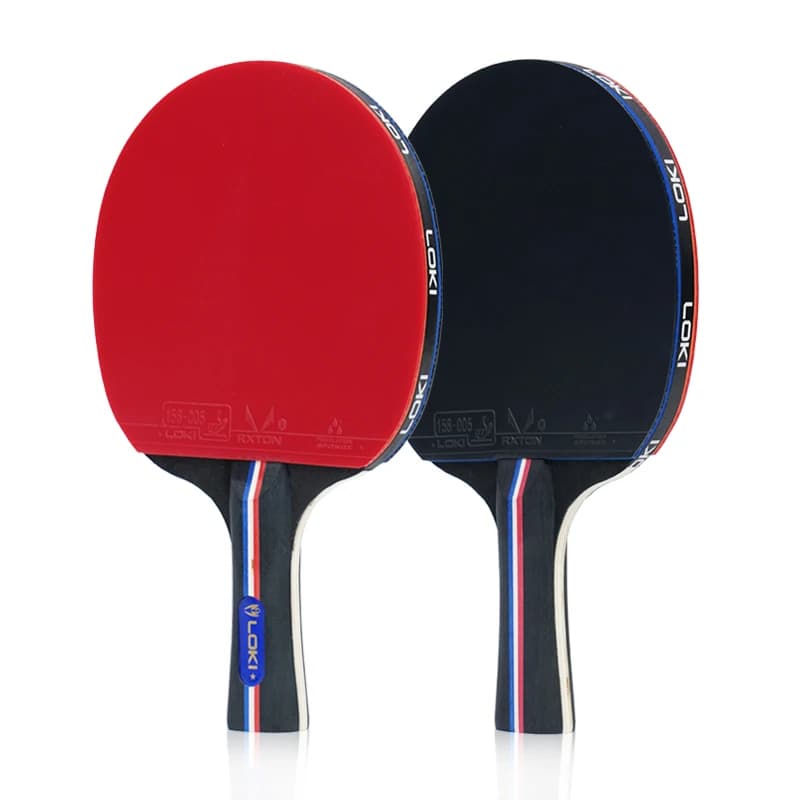 Racchetta da ping pong professionale in puro legno con racchette da ping pong Loki in gomma a doppia faccia