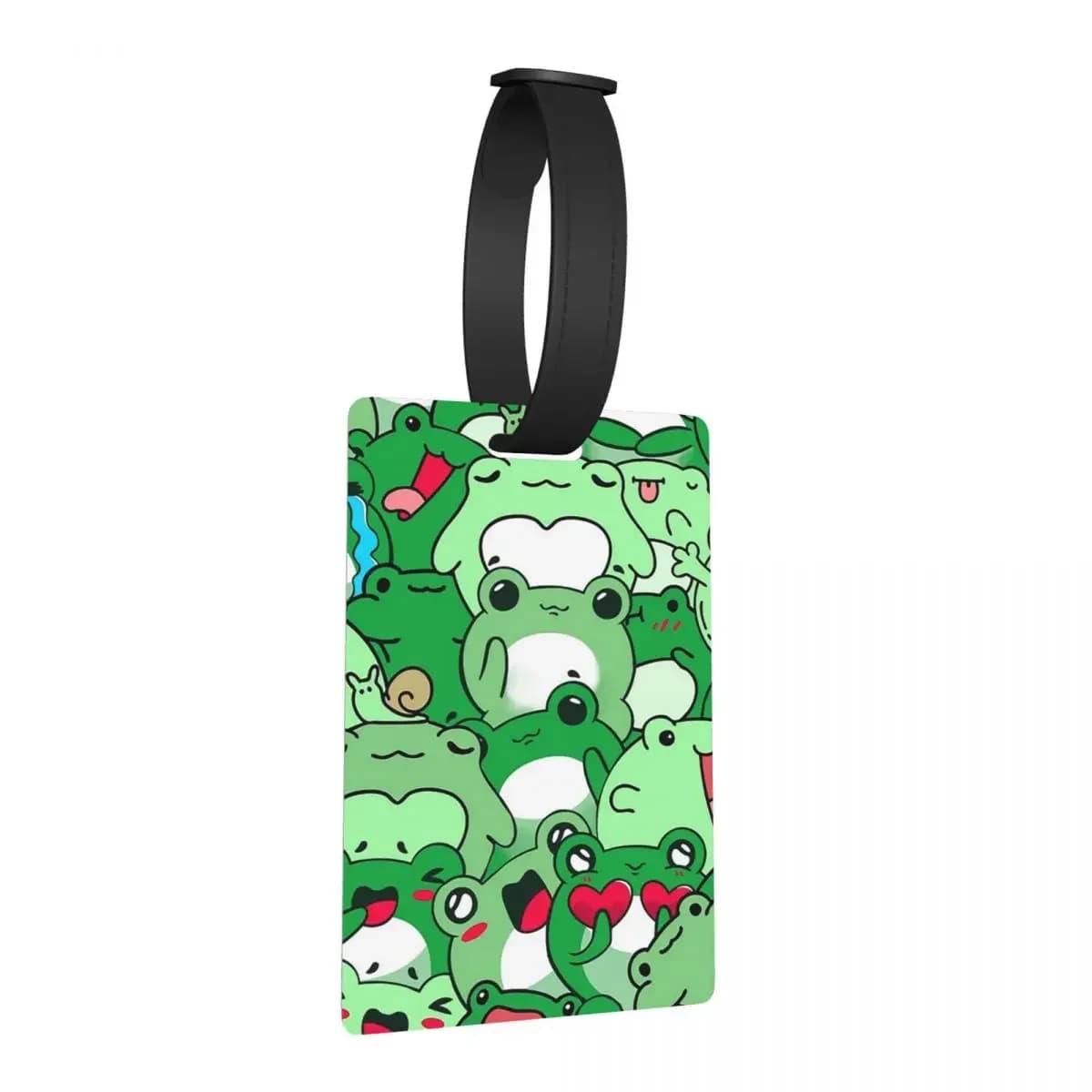 Etichette per bagagli con motivo a rana carina affollata Accessori per valigie Etichetta per imbarco per bagagli portatile da viaggio Porta etichette ID Nome Indirizzo