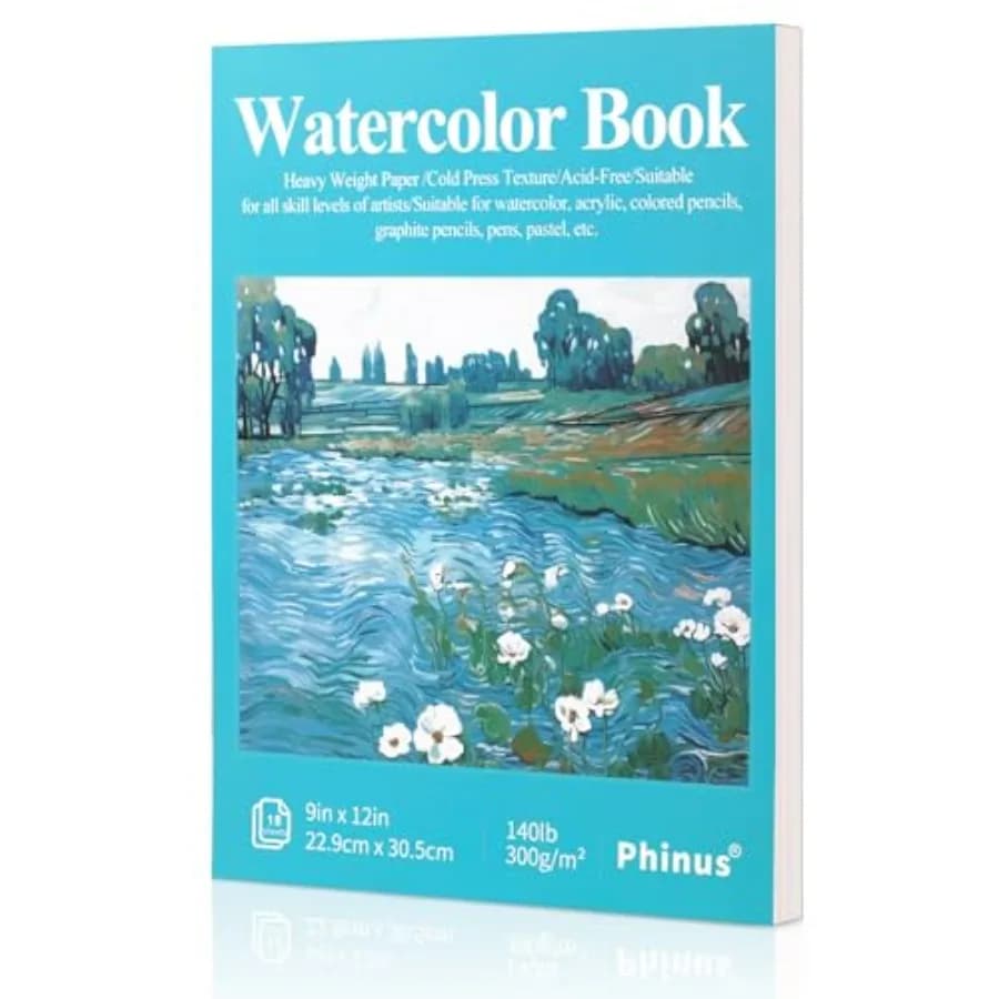 18 Sheets Watercolor Paper, Cold Press Watercolor Sketchbook 140lb/300gsm,Tape Bound Watercolor Paper Pad for Adults,Mixed Medi