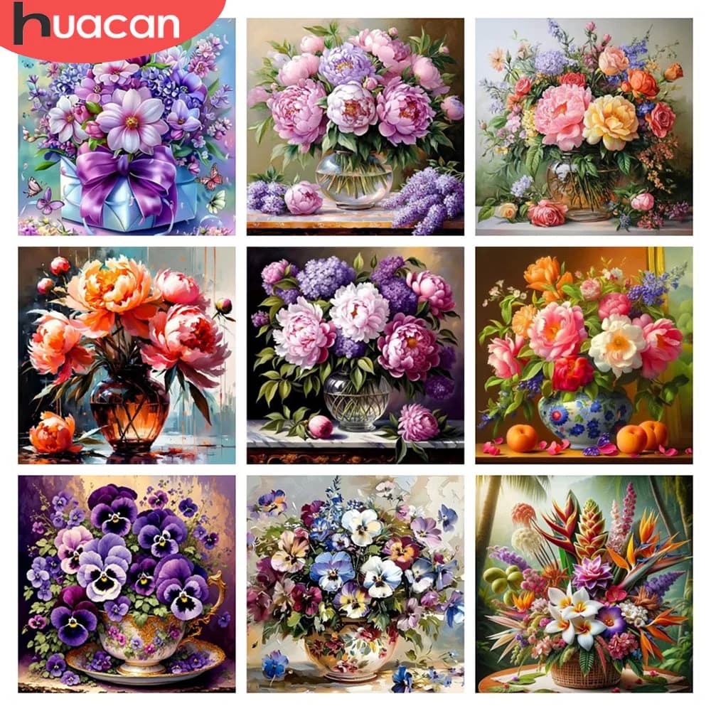HUACAN 5D Diamante Mosaico Fiore di Rosa Pittura Punto Croce Kit Arte Peonia Floreale Fai Da Te Pieno Quadrato Rotondo Casa Camera Da Letto Decorazione Della Parete